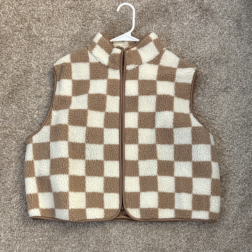 Checkered Sherpa Vest